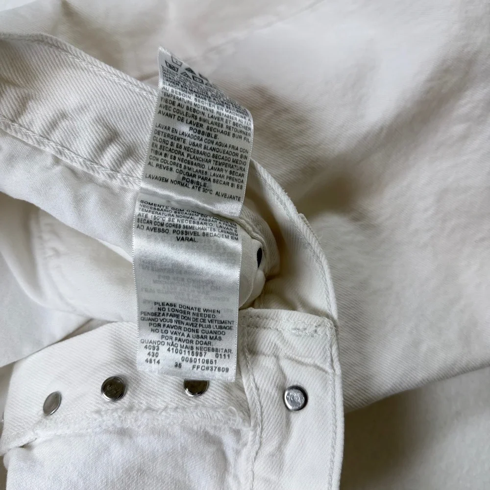 Levis 501 Original Straight Fit White Denim Jeans Mens 34x32 Button Fly Slit Hem